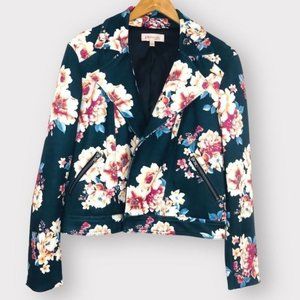 PHILOSOPHY Faux Suede Floral Moto Jacket Size Large NWOT Multicolor